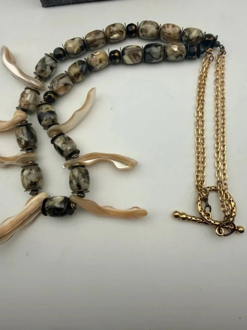 Genuine Coral Branch & Natural Shell Statement Necklace - Picture 10 of 11